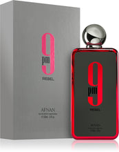 Load image into Gallery viewer, Perfume bottle and packaging of 9 PM Rebel by Afnan Eau de Parfum 100ml