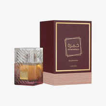تحميل الصورة إلى عارض المعرض، Perfume bottle and packaging of Khamrah Dukhan by Lattafa