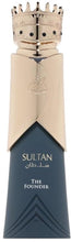 تحميل الصورة إلى عارض المعرض، Sultan The Founder by French Avenue featuring oud, patchouli, amber, cashmere wood, and labdanum notes in an elegant perfume bottle.