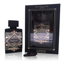 Load image into Gallery viewer, Perfume bottle and packaging of Badee Al Oud Oud for Glory by Lattafa