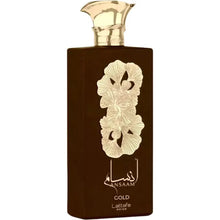 Načíst obrázek do prohlížeče galerie, Ansaam Gold od Lattafa Eau de Parfum, pohled zepředu na lahvičku parfému 100ml