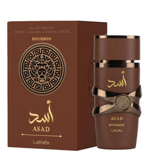 Load image into Gallery viewer, Perfume bottle and packaging of Asad Bourbon by Lattafa
