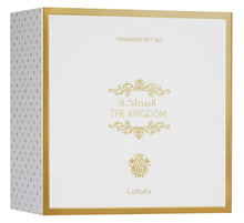 تحميل الصورة إلى عارض المعرض، The Kingdom Man gift set by Lattafa with 100ml perfume 12ml travel spray and shower gel
