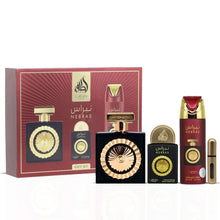 تحميل الصورة إلى عارض المعرض، Lattafa Nebras 3-piece gift set with Eau de Parfum, travel spray and deodorant spray
