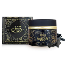 تحميل الصورة إلى عارض المعرض، Oudh Nabeel Black Bakhoor by Nabeel Perfumes incense jar with product box
